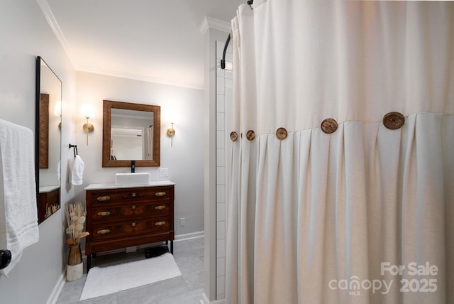 304 Sowers Ferry Rd, Salisbury, NC 28144 - bathroom featuring crown molding and vanity