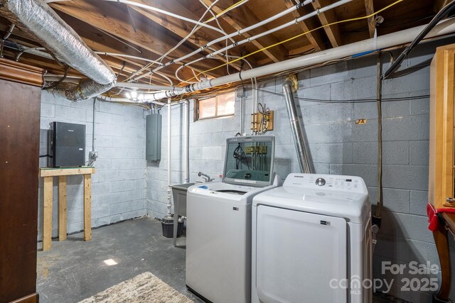 304 Sowers Ferry Rd, Salisbury, NC 28144 - laundry room featuring electric panel and washing machine and clothes dryer