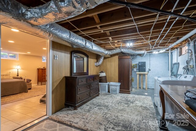 304 Sowers Ferry Rd, Salisbury, NC 28144 - below grade area featuring washer and clothes dryer and electric panel