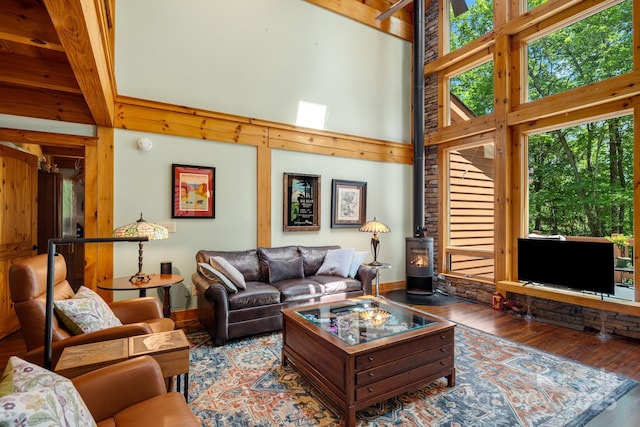492 Henry Mountain Rd, Brevard, NC 28712 - living area featuring a towering ceiling and wood finished floors