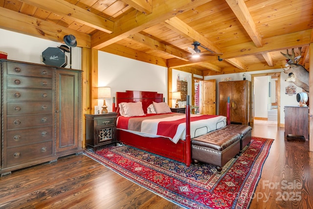 492 Henry Mountain Rd, Brevard, NC 28712 - bedroom featuring a wood ceiling with exposed beams and wood finished floors