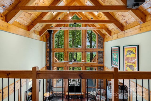 492 Henry Mountain Rd, Brevard, NC 28712 - detailed view of a wooden ceiling with exposed beams