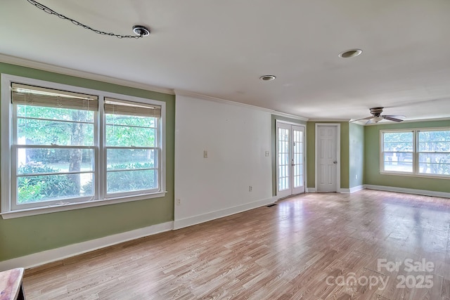 315 E Marion St, Kershaw, SC 29067 - unfurnished room featuring ornamental molding, a ceiling fan, light wood-type flooring, and recessed lighting