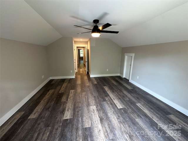 2031 S Oconeechee Ave, Black Mountain, NC 28711 - additional living space with a ceiling fan, dark wood-type flooring, and lofted ceiling