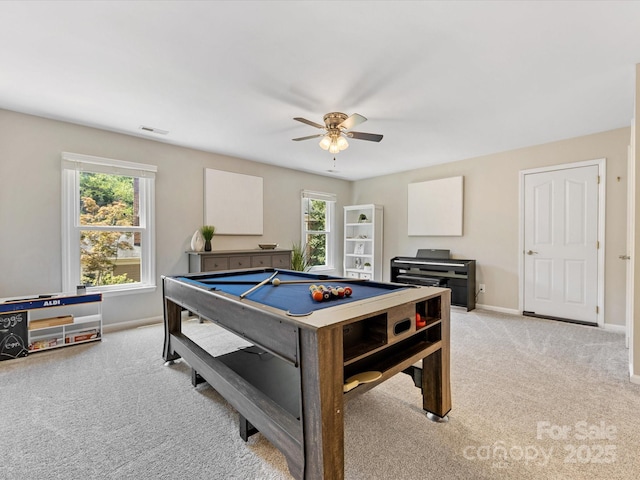 10527 Breamore Dr, Charlotte, NC 28270 - playroom with light carpet, ceiling fan, and healthy amount of natural light