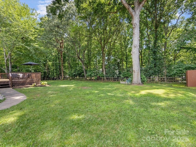 10527 Breamore Dr, Charlotte, NC 28270 - view of yard with a wooden deck