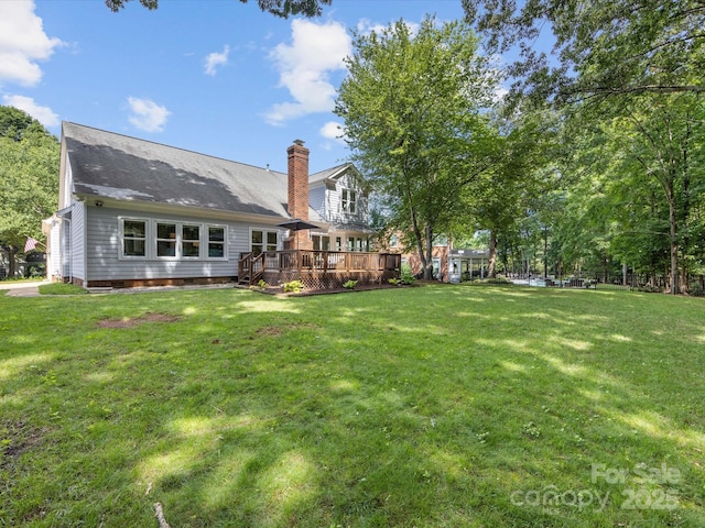 10527 Breamore Dr, Charlotte, NC 28270 - view of grassy yard with a deck