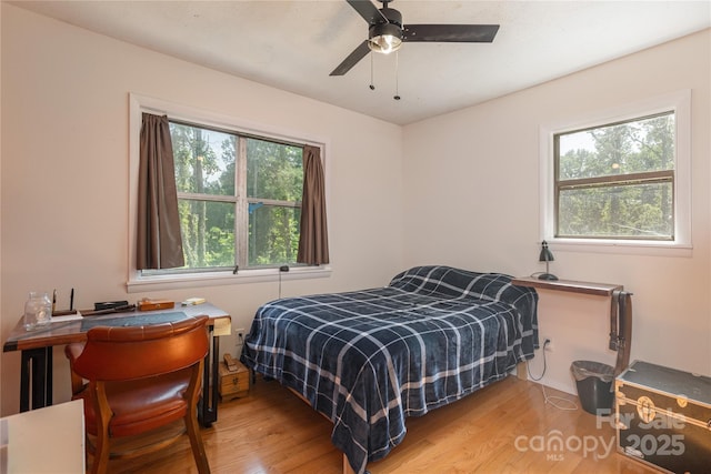 18 Peaceful Valley Ln, Flat Rock, NC 28731 - bedroom featuring wood finished floors and a ceiling fan