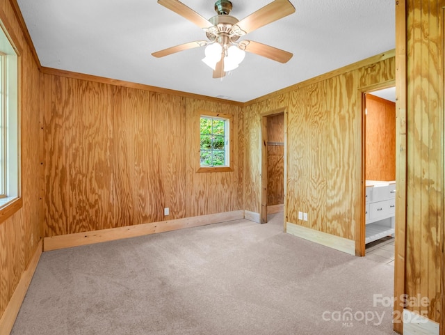 291 Pine Ridge Rd, Hendersonville, NC 28792 - spare room with carpet floors, wood walls, and a ceiling fan