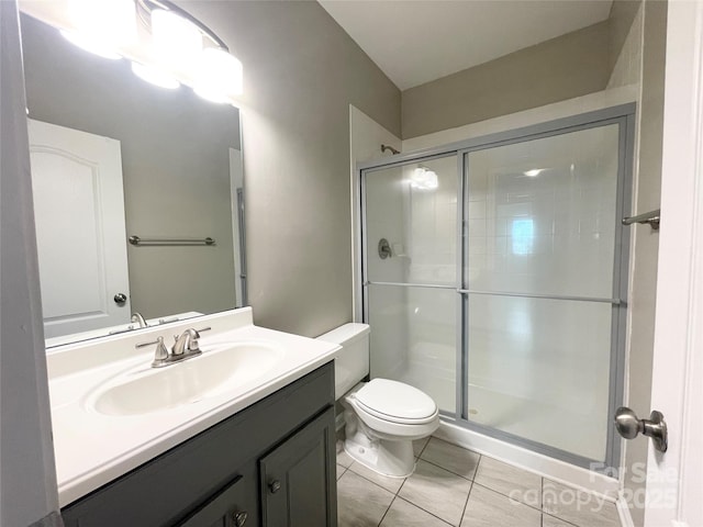 2834 Ritz Ln, Matthews, NC 28105 - bathroom featuring vanity, a stall shower, and tile patterned floors
