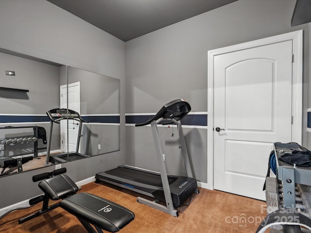 8407 Rolling Fields Rd, Mint Hill, NC 28227 - exercise area featuring carpet floors and baseboards