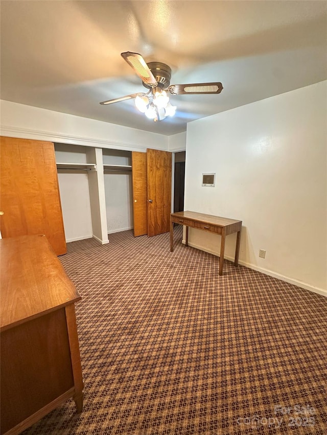2128 Senior Dr, Charlotte, NC 28216 - unfurnished bedroom with carpet flooring, a closet, and a ceiling fan
