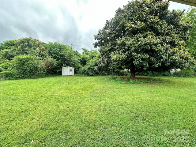 2128 Senior Dr, Charlotte, NC 28216 - view of grassy yard with a shed