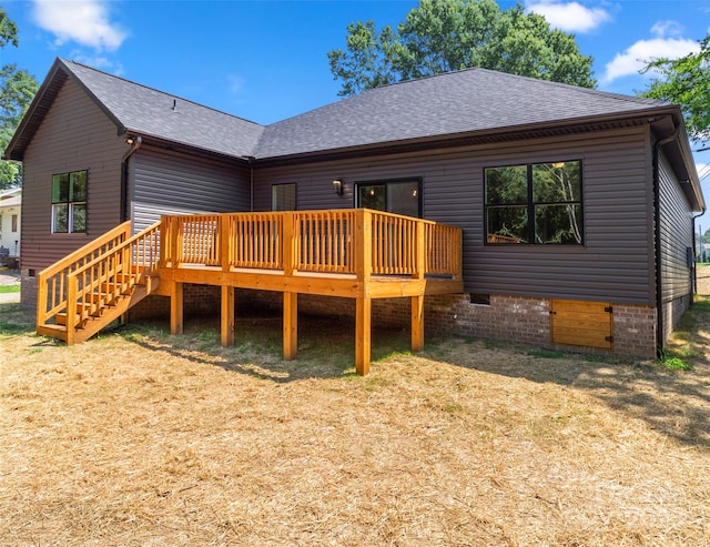 299 Collingswood Dr, Concord, NC 28027 - rear view of house with a shingled roof, a deck, and crawl space