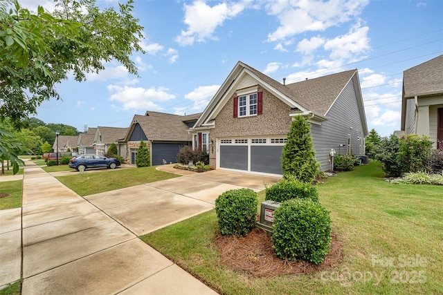 7025 Overjoyed Xing, Charlotte, NC 28215 - view of front of home featuring driveway, a front yard, a shingled roof, and a garage