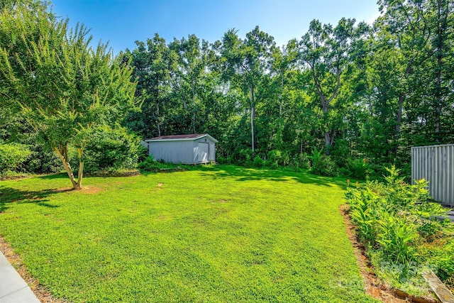 659 Primrose Ln NW, Concord, NC 28027 - view of grassy yard with a storage shed