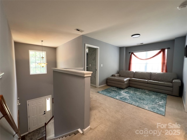3236 Wicklow Ln, Clover, SC 29710 - living area featuring light carpet and baseboards