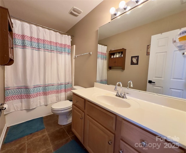 3236 Wicklow Ln, Clover, SC 29710 - bathroom with vanity, tile patterned flooring, and shower / tub combo with curtain