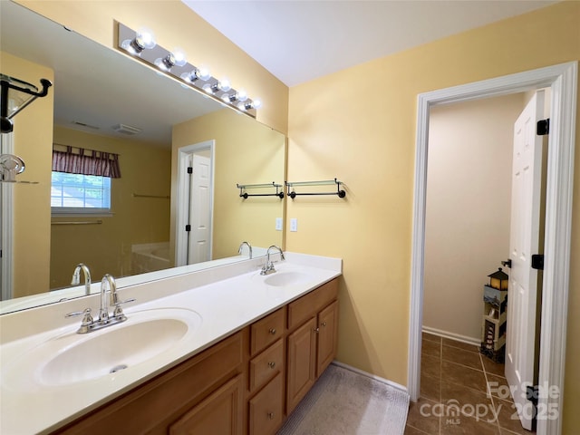 3236 Wicklow Ln, Clover, SC 29710 - full bathroom with double vanity, tile patterned floors, and a bath