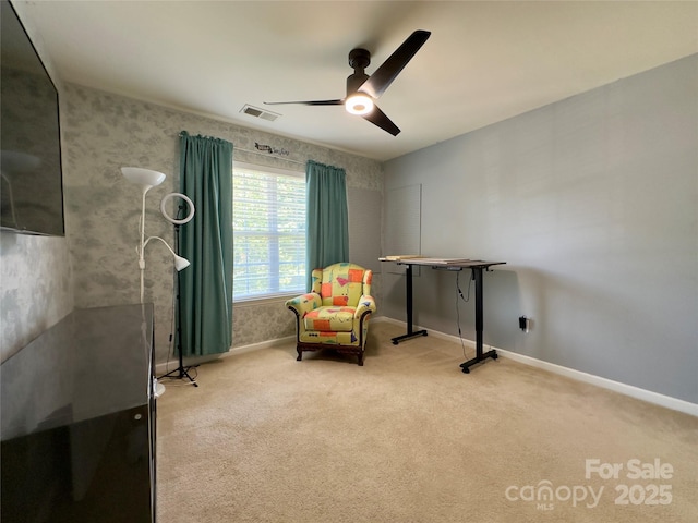 3236 Wicklow Ln, Clover, SC 29710 - sitting room featuring light carpet and ceiling fan