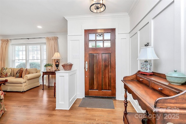 427 Lansdowne Rd, Charlotte, NC 28270 - entrance foyer featuring ornamental molding and light wood-style flooring