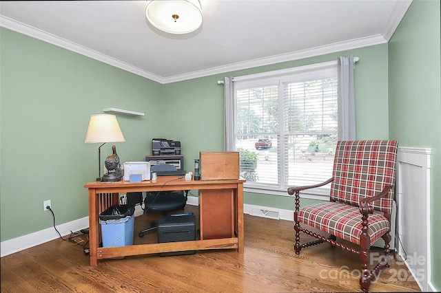 427 Lansdowne Rd, Charlotte, NC 28270 - office space with ornamental molding, wood finished floors, and plenty of natural light