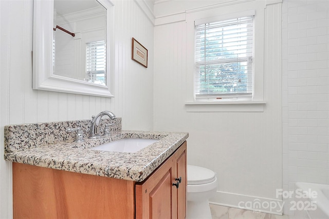 427 Lansdowne Rd, Charlotte, NC 28270 - full bath featuring vanity, crown molding, and tub / shower combination