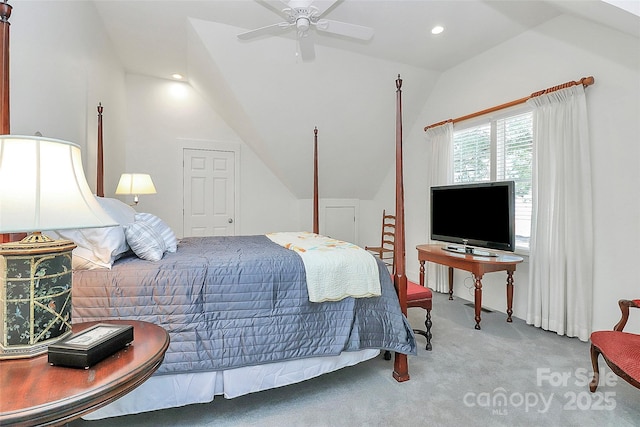 427 Lansdowne Rd, Charlotte, NC 28270 - carpeted bedroom with vaulted ceiling and recessed lighting