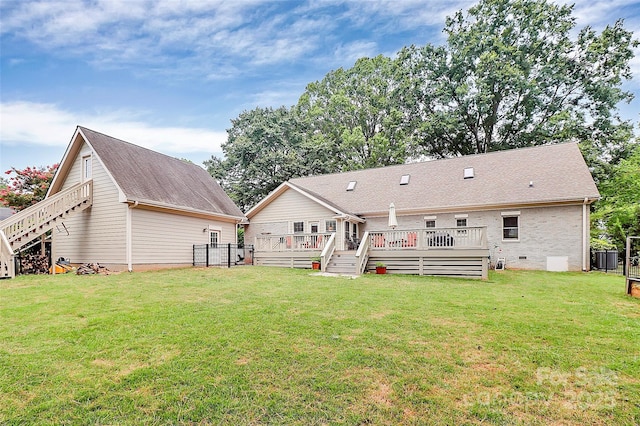 427 Lansdowne Rd, Charlotte, NC 28270 - back of property with a deck, crawl space, and stairway