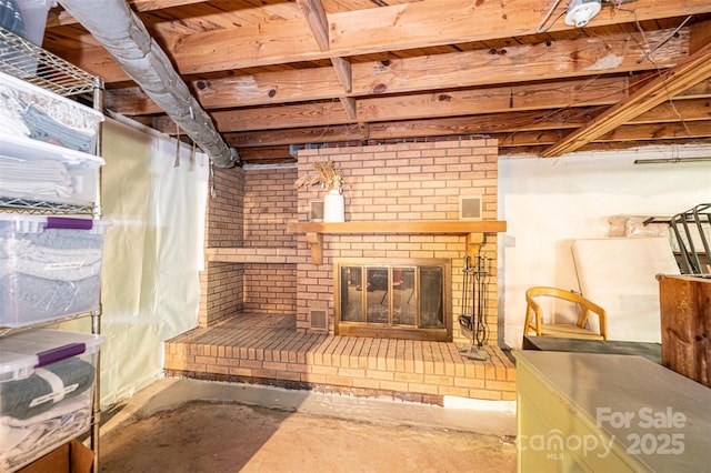 464 23rd Avenue Dr NE, Hickory, NC 28601 - unfinished basement featuring a brick fireplace and brick wall