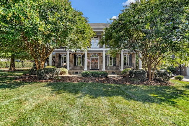 200 Galey Rdg, Cramerton, NC 28032 - view of front of property with crawl space, covered porch, brick siding, and a front yard