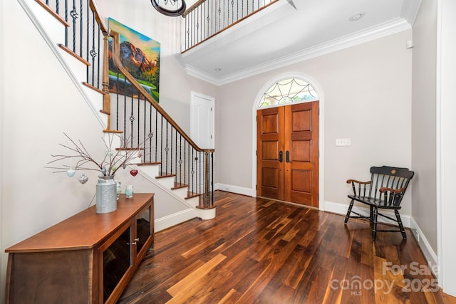 200 Galey Rdg, Cramerton, NC 28032 - foyer entrance with wood finished floors, crown molding, and stairway