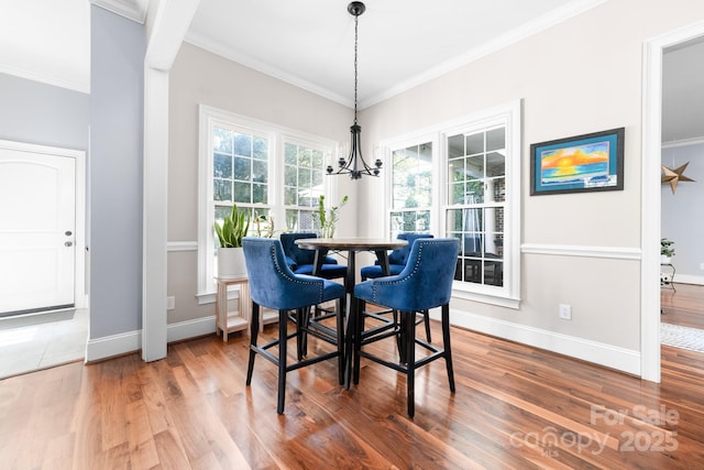 200 Galey Rdg, Cramerton, NC 28032 - dining room featuring crown molding, wood finished floors, and a chandelier