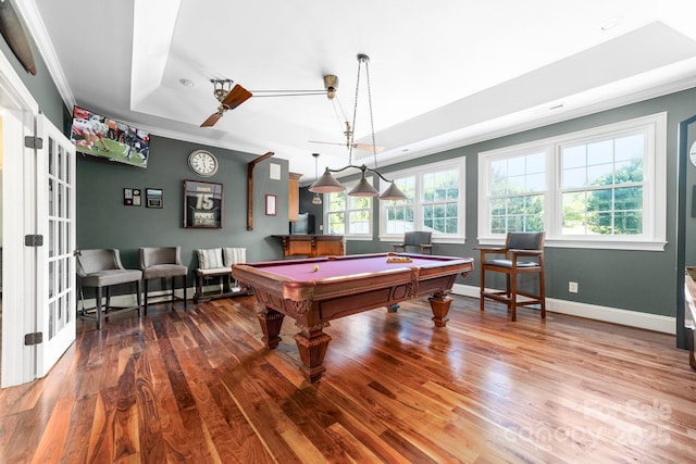 200 Galey Rdg, Cramerton, NC 28032 - game room with a tray ceiling, wood finished floors, ornamental molding, and billiards table