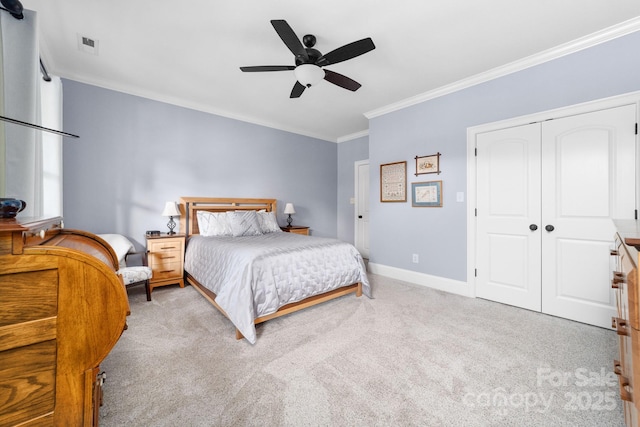200 Galey Rdg, Cramerton, NC 28032 - bedroom featuring crown molding, carpet, a closet, and ceiling fan