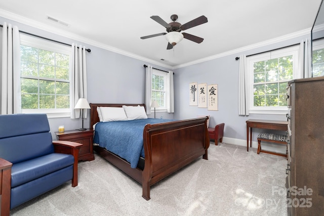 200 Galey Rdg, Cramerton, NC 28032 - bedroom with light colored carpet, ornamental molding, and a ceiling fan