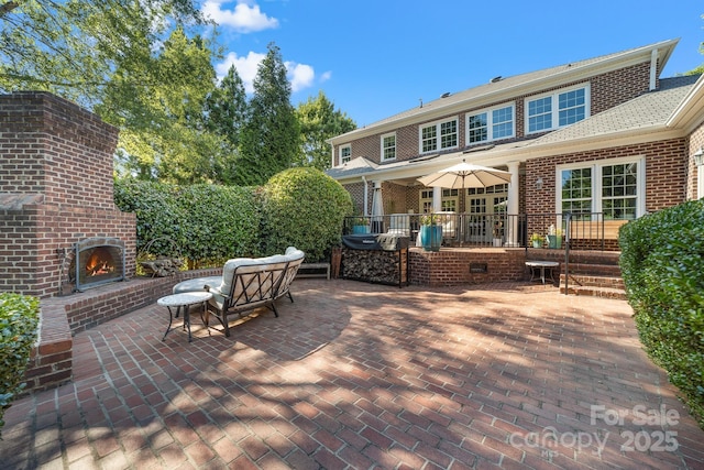 200 Galey Rdg, Cramerton, NC 28032 - view of patio / terrace featuring an outdoor living space with a fireplace