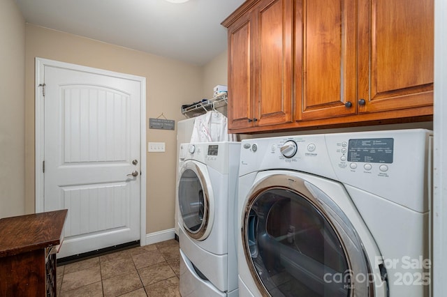515 E Carpenter St, Maiden, NC 28650 - laundry room featuring washing machine and dryer, cabinet space, and tile patterned floors