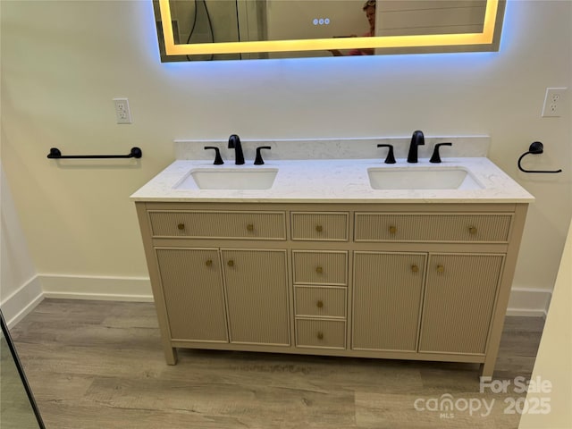 7187 Sherrills Ford Rd, Sherrills Ford, NC 28673 - bathroom featuring double vanity and wood finished floors
