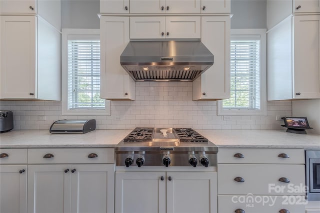 5266 Meadowcroft Way, Fort Mill, SC 29708 - kitchen with extractor fan, appliances with stainless steel finishes, white cabinetry, and healthy amount of natural light