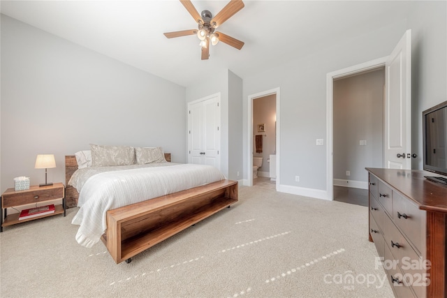 5266 Meadowcroft Way, Fort Mill, SC 29708 - bedroom featuring carpet floors, connected bathroom, a ceiling fan, and a closet