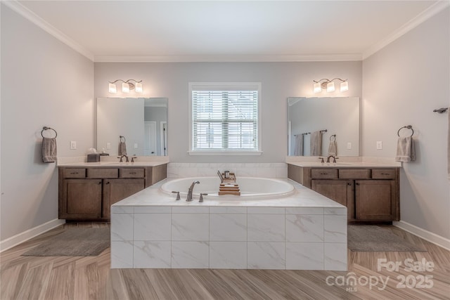 5266 Meadowcroft Way, Fort Mill, SC 29708 - full bathroom featuring crown molding, a bath, and two vanities