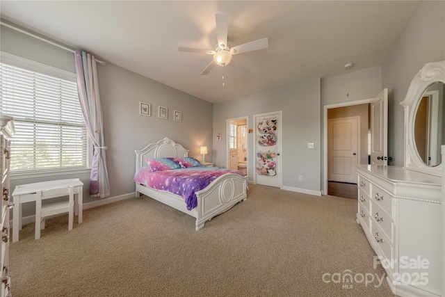 5266 Meadowcroft Way, Fort Mill, SC 29708 - bedroom featuring light carpet, multiple windows, ceiling fan, and connected bathroom