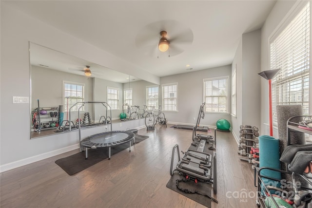 5266 Meadowcroft Way, Fort Mill, SC 29708 - workout area with ceiling fan and wood finished floors