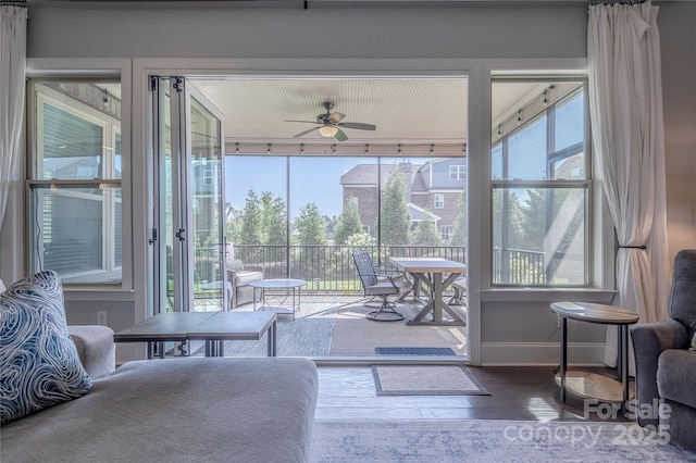 5266 Meadowcroft Way, Fort Mill, SC 29708 - living room with wood finished floors and ceiling fan