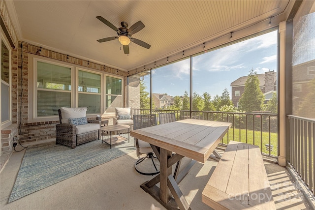 5266 Meadowcroft Way, Fort Mill, SC 29708 - sunroom featuring ceiling fan and outdoor dining space