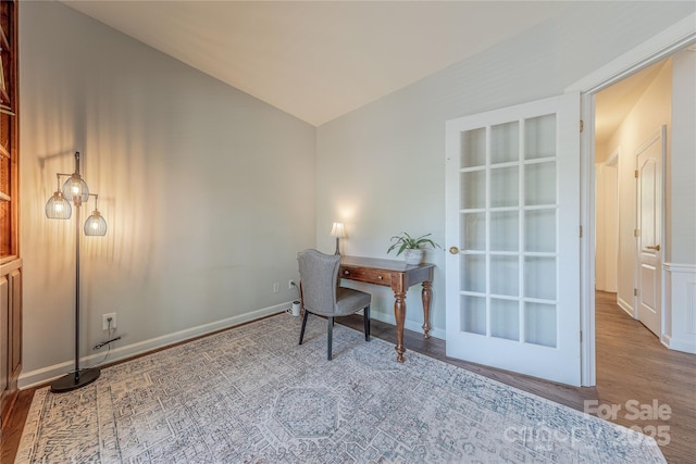 2836 Providence Spring Ln, Charlotte, NC 28270 - home office featuring wood finished floors and lofted ceiling
