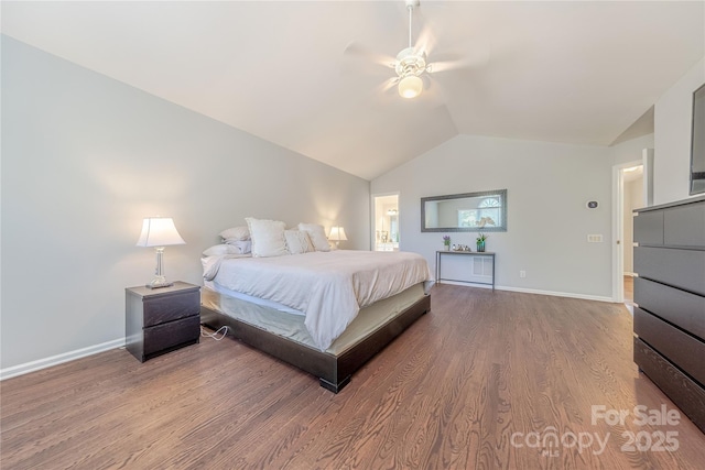 2836 Providence Spring Ln, Charlotte, NC 28270 - bedroom with wood finished floors, lofted ceiling, and a ceiling fan