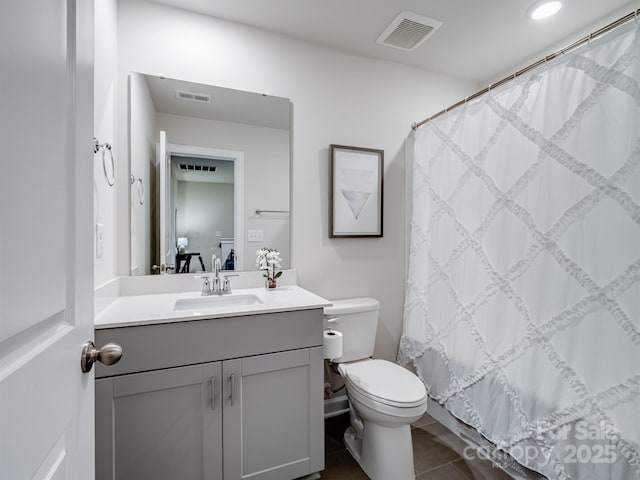 4170 County Down Ave, Kannapolis, NC 28081 - full bath with vanity, tile patterned flooring, curtained shower, and recessed lighting