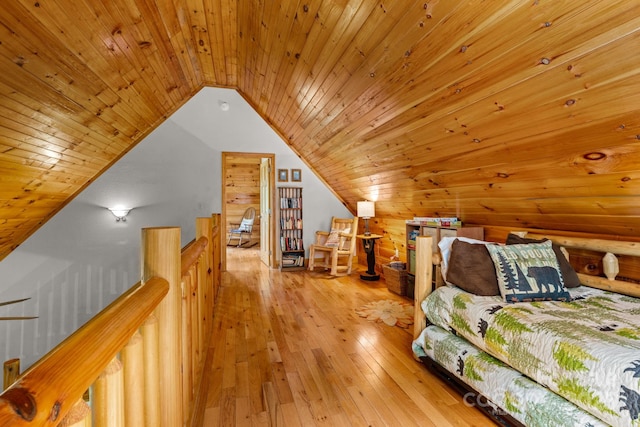 55 Kirkland Mountain Ln, Bryson City, NC 28713 - bedroom featuring wood ceiling, vaulted ceiling, and hardwood / wood-style floors